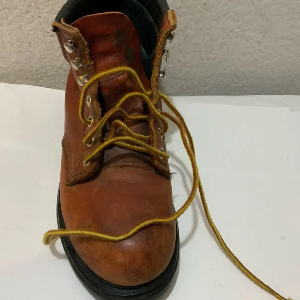 Vintage RED WING Oxblood Leather Work Boots steel toe SIZE 5D